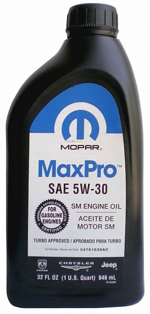 Объем 0,946л. MOPAR MaxPro 5W-30 - 68218920AA - Автомобильные жидкости. Розница и оптом, масла и антифризы - KarPar Артикул: 68218920AA. PATRIOT.