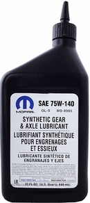 Объем 0,946л. Трансмиссионное масло MOPAR Synthetic Gear & Axle Lubricant 75W-140 - 68218657AA