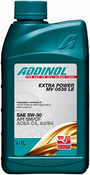Объем 1л. ADDINOL Extra Power MV 0538 LE 5W-30 - 4014766072191 - Автомобильные жидкости. Розница и оптом, масла и антифризы - KarPar Артикул: 4014766072191. PATRIOT.