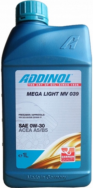 Объем 1л. ADDINOL Mega Light MV 039 0W-30 - 4014766071729 - Автомобильные жидкости. Розница и оптом, масла и антифризы - KarPar Артикул: 4014766071729. PATRIOT.