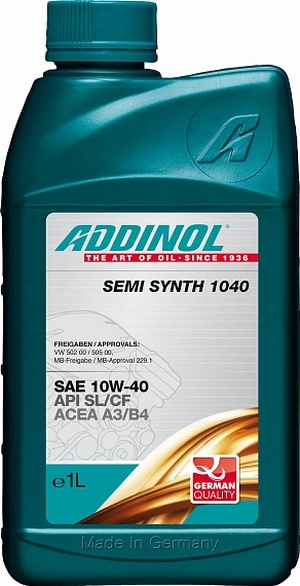 Объем 1л. ADDINOL Semi Synth 1040 10W-40 - 4014766072702 - Автомобильные жидкости. Розница и оптом, масла и антифризы - KarPar Артикул: 4014766072702. PATRIOT.