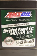 Объем 0,946л. AMSOIL Signature Series Synthetic Motor Oil 0W-20 - ASMQT