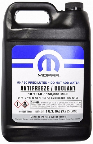 Антифриз готовый фиолетовый MOPAR Prediluted antifreeze/Cooolant 10-year - 68163849AB Объем 3,785л. - Автомобильные жидкости, масла и антифризы - KarPar Артикул: 68163849AB. PATRIOT.