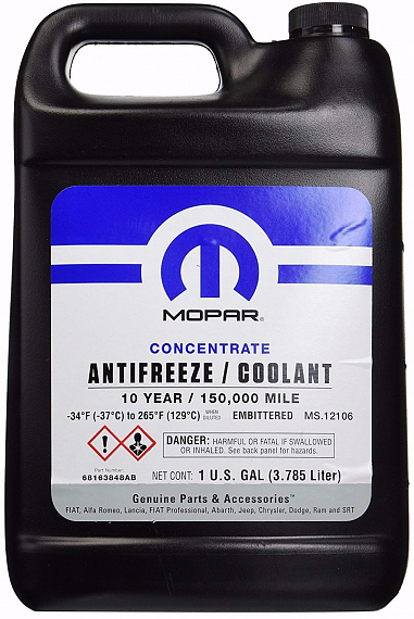 Антифриз концентрат фиолетовый MOPAR Concentrate antifreeze/Coolant 10-year - 68163848AB Объем 3,785л. - Автомобильные жидкости, масла и антифризы - KarPar Артикул: 68163848AB. PATRIOT.