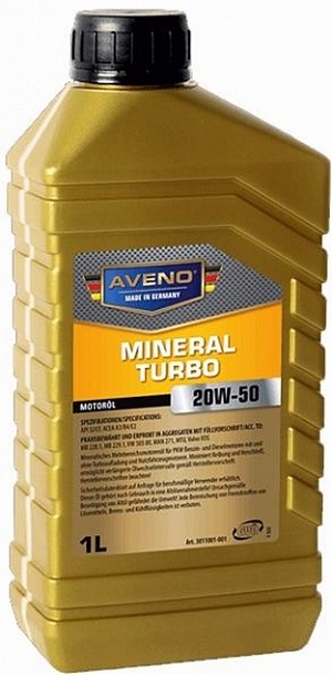 Объем 1л. AVENO Mineral Turbo 20W-50 - 3011001-001 - Автомобильные жидкости. Розница и оптом, масла и антифризы - KarPar Артикул: 3011001-001. PATRIOT.