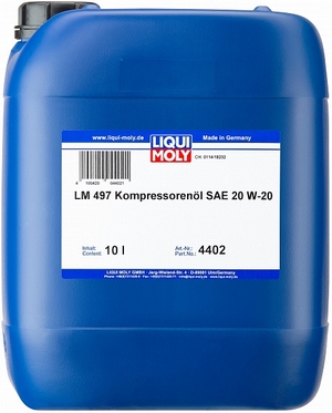 Объем 10л. Компрессорное масло LIQUI MOLY LM 497 Kompressorenoil 20W-20 - 4402 - Автомобильные жидкости. Розница и оптом, масла и антифризы - KarPar Артикул: 4402. PATRIOT.