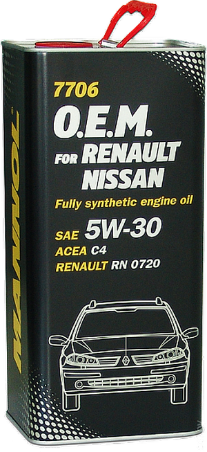 Объем 1л. MANNOL 7706 O.E.M. for Renault Nissan 5W-30 - 4052 - Автомобильные жидкости. Розница и оптом, масла и антифризы - KarPar Артикул: 4052. PATRIOT.