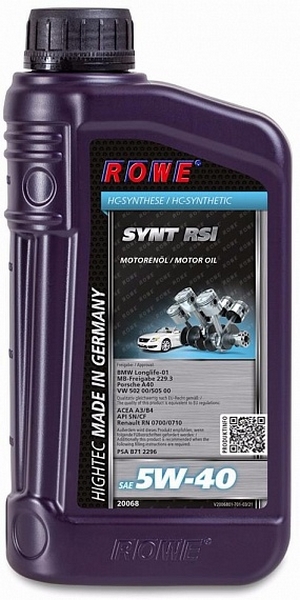 Объем 1л. ROWE Hightec Synt RSi 5W-40 - 20068-0010-03 - Автомобильные жидкости, масла и антифризы - KarPar Артикул: 20068-0010-03. PATRIOT.