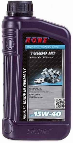 Объем 1л. ROWE Hightec Turbo HD 15W-40 - 20007-0010-03 - Автомобильные жидкости. Розница и оптом, масла и антифризы - KarPar Артикул: 20007-0010-03. PATRIOT.