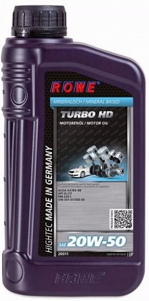 Объем 1л. ROWE Hightec Turbo HD Plus 20W-50 - 20130-174-03 - Автомобильные жидкости. Розница и оптом, масла и антифризы - KarPar Артикул: 20130-174-03. PATRIOT.