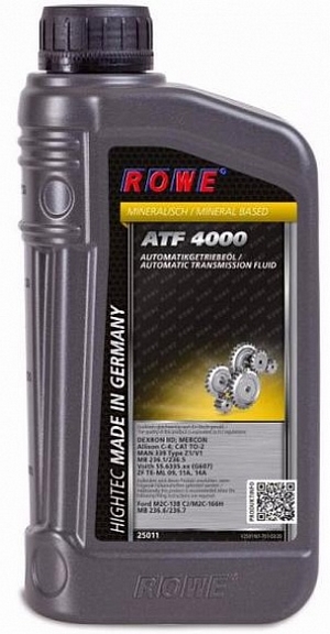 Объем 1л. Трансмиссионное масло ROWE Hightec ATF 4000 - 25011-0010-03 - Автомобильные жидкости, масла и антифризы - KarPar Артикул: 25011-0010-03. PATRIOT.