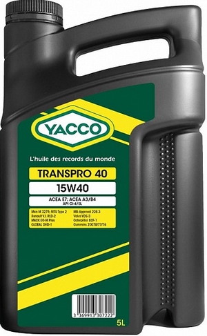 Объем 5л. YACCO Transpro 40 15W-40 - 330722 - Автомобильные жидкости. Розница и оптом, масла и антифризы - KarPar Артикул: 330722. PATRIOT.