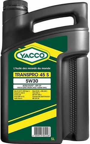Объем 5л. YACCO Transpro 45 S 5W-30 - 330522 - Автомобильные жидкости. Розница и оптом, масла и антифризы - KarPar Артикул: 330522. PATRIOT.
