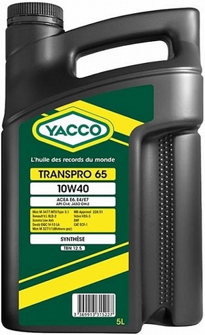 Объем 5л. YACCO Transpro 65 10W-40 - 331522 - Автомобильные жидкости. Розница и оптом, масла и антифризы - KarPar Артикул: 331522. PATRIOT.