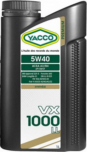 Объем 1л. YACCO VX 1000 LL 5W-40 - 302325 - Автомобильные жидкости. Розница и оптом, масла и антифризы - KarPar Артикул: 302325. PATRIOT.
